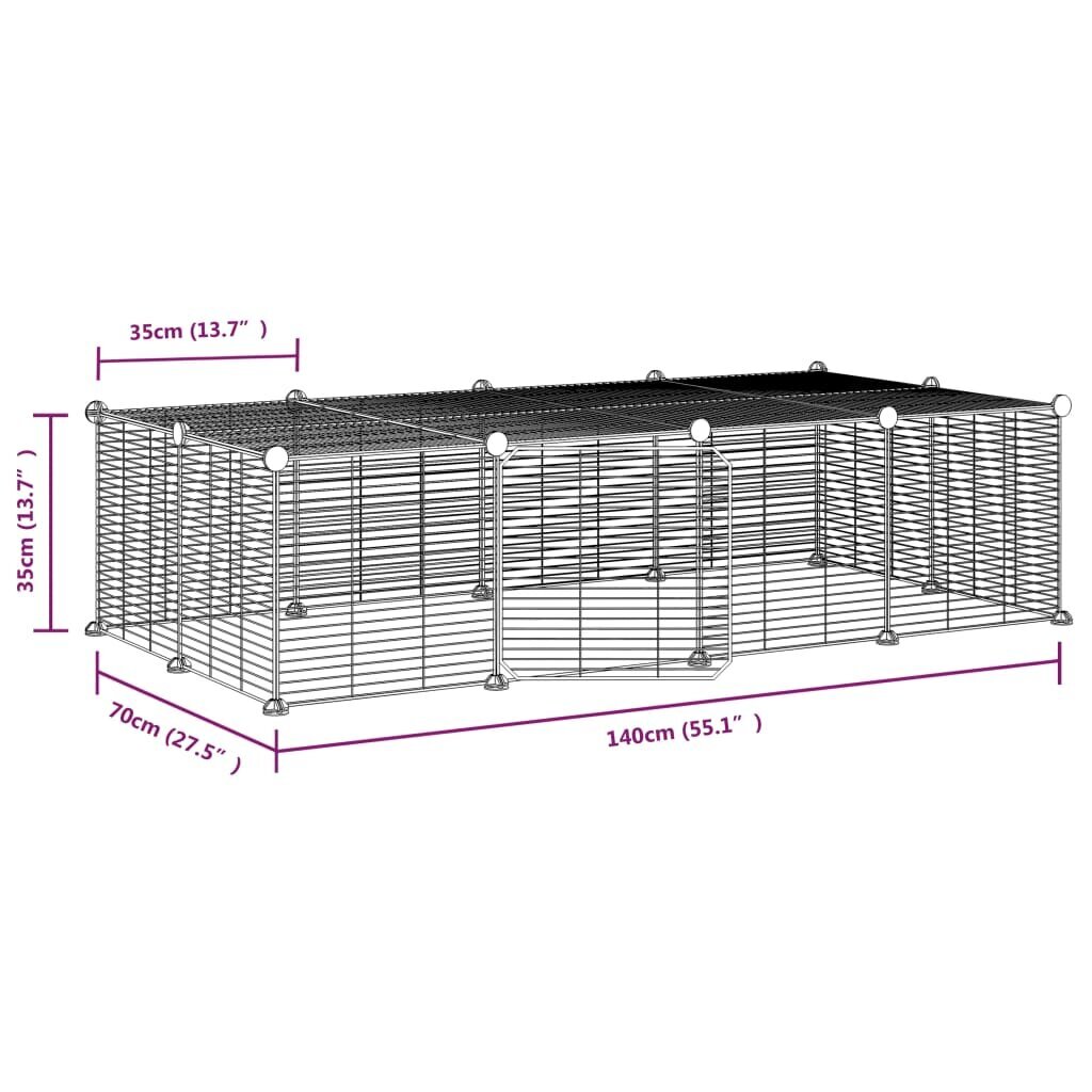 vidaXL 20-paneelinen lemmikkihäkki ovella musta 35x35 cm teräs hinta ja tiedot | Pieneläinten häkit ja tarvikkeet | hobbyhall.fi