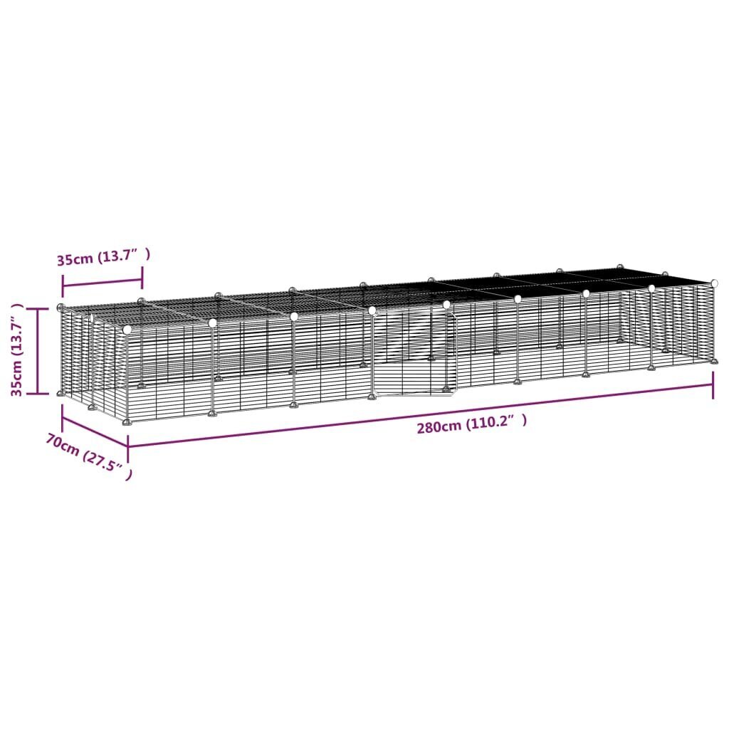 vidaXL 36-paneelinen lemmikkihäkki ovella, musta 35x35 cm teräs hinta ja tiedot | Pieneläinten häkit ja tarvikkeet | hobbyhall.fi