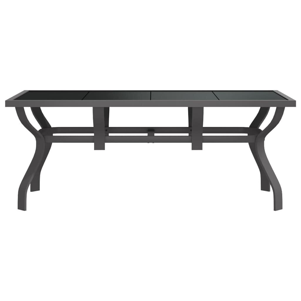 vidaXL Puutarhapöytä harmaa ja musta 180x80x70 cm, teräs ja lasi hinta ja tiedot | Puutarhapöydät | hobbyhall.fi