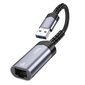 Adapteri Hoco UA26 USB-A kiinni RJ45 (1000 Mbps) harmaa hinta ja tiedot | Adapterit | hobbyhall.fi