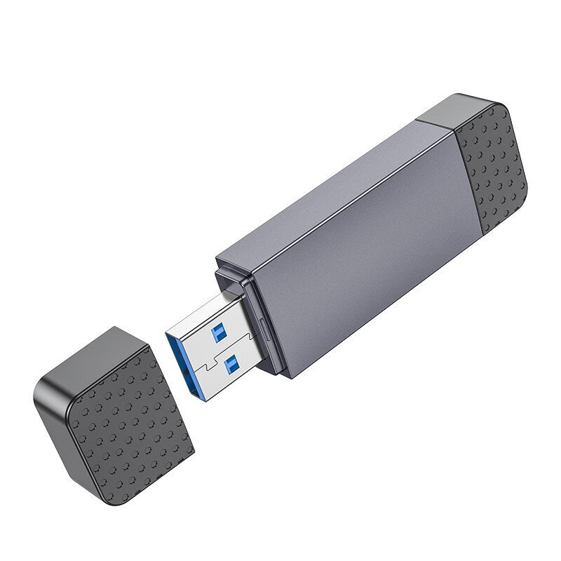 Memory card reader Hoco HB45 USB-C/USB-A 2-in-1 USB3.0 grey hinta ja tiedot | Adapterit | hobbyhall.fi
