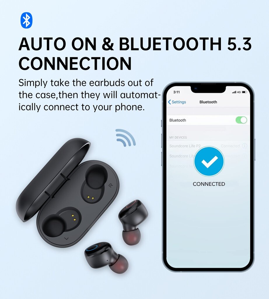 Langattomat kuulokkeet Choetech BH-T16 Hi-Fi Bean TWS musta hinta ja tiedot | Kuulokkeet | hobbyhall.fi