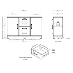 Lipasto Tenzo Aatrium, 146x41x92 cm, valkoinen hinta ja tiedot | Lipastot | hobbyhall.fi