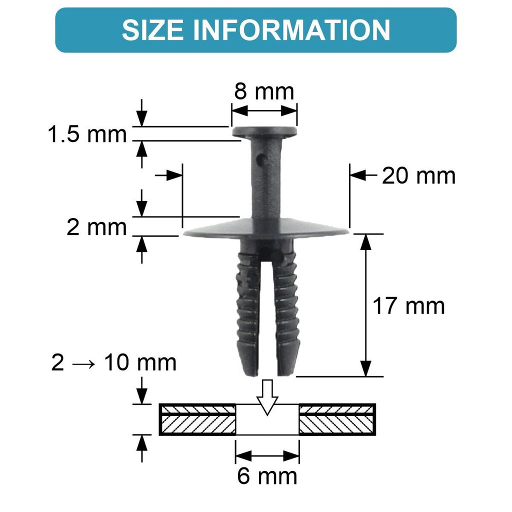 Puskurin ja pyörän kotelon kiinnikkeet 51118174185, 50 kpl. hinta ja tiedot | Lisätarvikkeet autoiluun | hobbyhall.fi