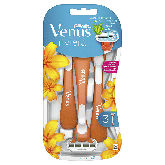 Gillette Kertakäyttöiset parranajokoneet Venus Riviera, 3 kpl hinta ja tiedot | Parranajo ja karvanpoisto | hobbyhall.fi