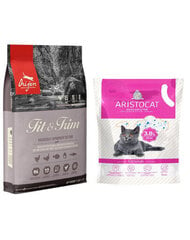 Orijen Fit&Trim aikuisille kissoille, 5,4 kg + Aristocat kissanhiekka, 3,8 l hinta ja tiedot | Kissan kuivaruoka | hobbyhall.fi