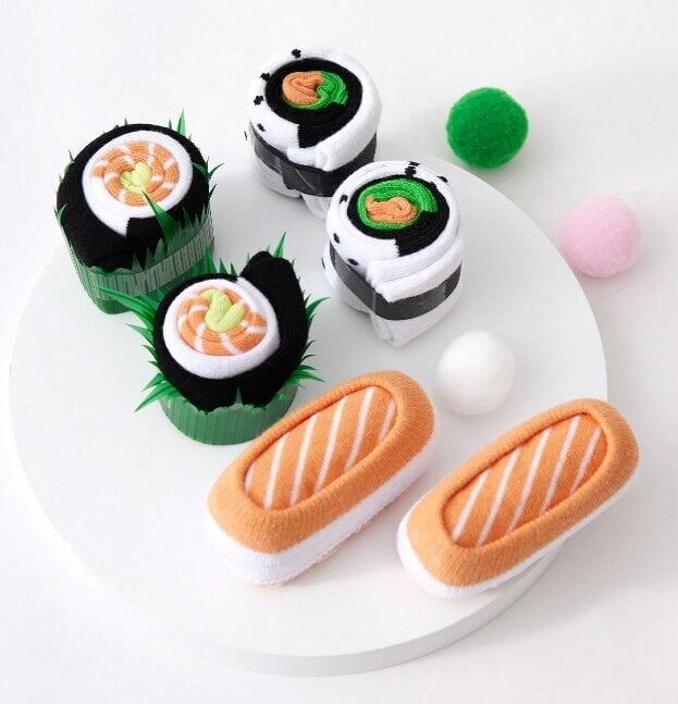 Sukat lahjapakkauksessa - Sushi 3 kpl hinta ja tiedot | Hauskat sukat | hobbyhall.fi