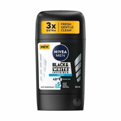 Antiperspirantti Nivea Men Black & White Invisible Fresh miehille, 50 ml hinta ja tiedot | Deodorantit | hobbyhall.fi