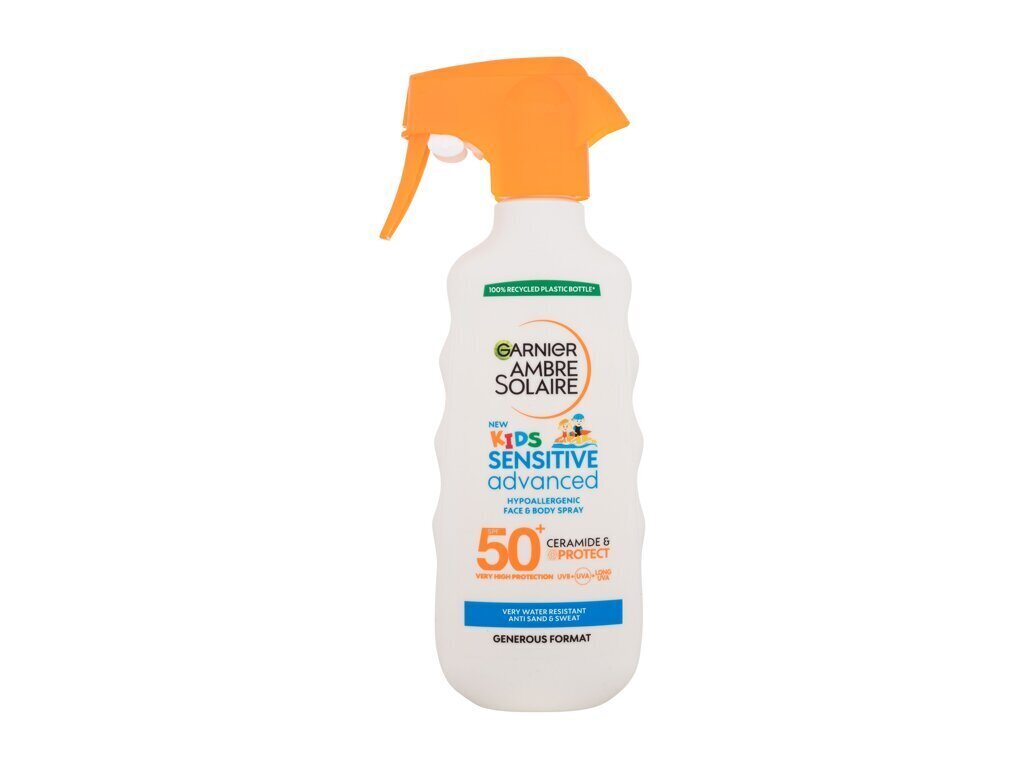 Aurinkosuojasuihke lapsille Garnier Ambre Solaire Kids Sensitive Advanced SPF50+, 270 ml hinta ja tiedot | Aurinkovoiteet | hobbyhall.fi