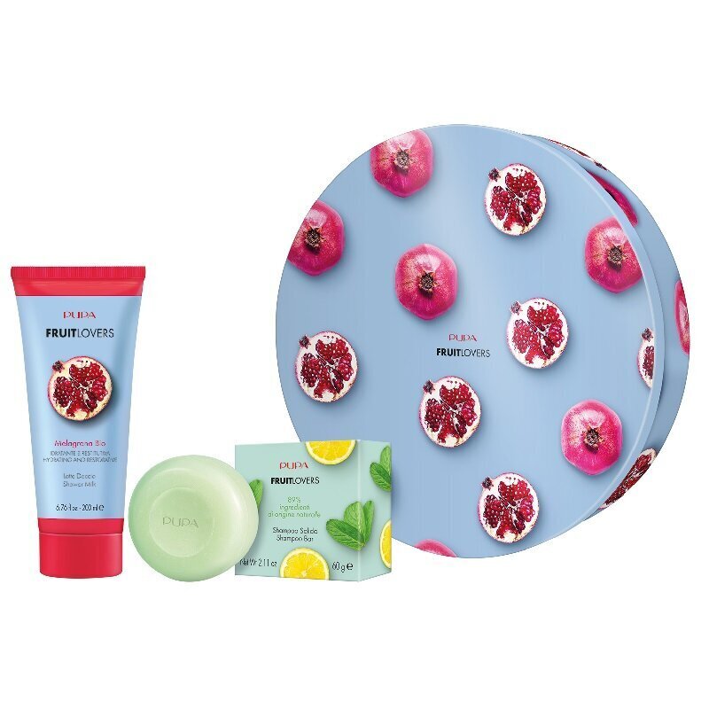 Lahjapaketti Pupa Fruit Lovers Granaattiomena naisille: suihkugeeli, 200 ml + kova shampoo, 60 g hinta ja tiedot | Suihkusaippuat ja suihkugeelit | hobbyhall.fi