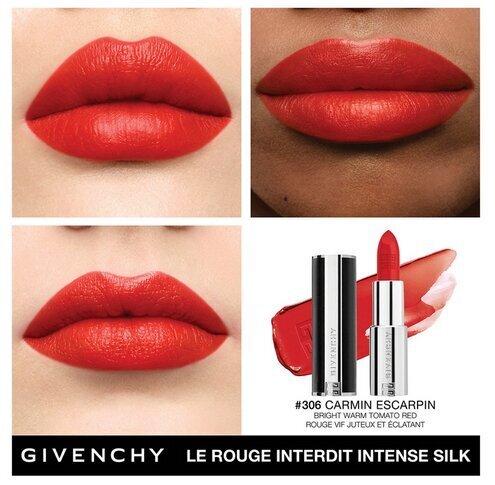 Huulipuna Givenchy Le Rouge Interdit Intense Silk, 306 Carmin Escarpin, 3,4 g hinta ja tiedot | Huulipunat, huulikiillot ja huulirasvat | hobbyhall.fi