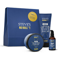 Steve´s No Bull***T Shaving Trio -lahjasetti miehille: parranajoöljyä, 50 ml + parranajovoide, 100 ml + parranajon jälkeinen balsami, 100 ml hinta ja tiedot | Steve´s Hajuvedet ja kosmetiikka | hobbyhall.fi