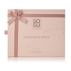 Koristekosmetiikkasarja Sosu Shimmer And Spice: luomiväripaletti Nude 1,2x4 g, + ruskea silmänrajauskynä, 1,1 g + silmäsivellin hinta ja tiedot | Silmämeikit | hobbyhall.fi