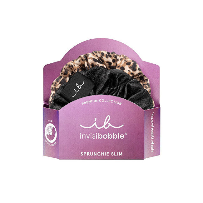 Hiuskumit Invisibobble Sprunchie Slim Premium Leo on uusi musta, 2 kpl. hinta ja tiedot | Hiustarvikkeet | hobbyhall.fi