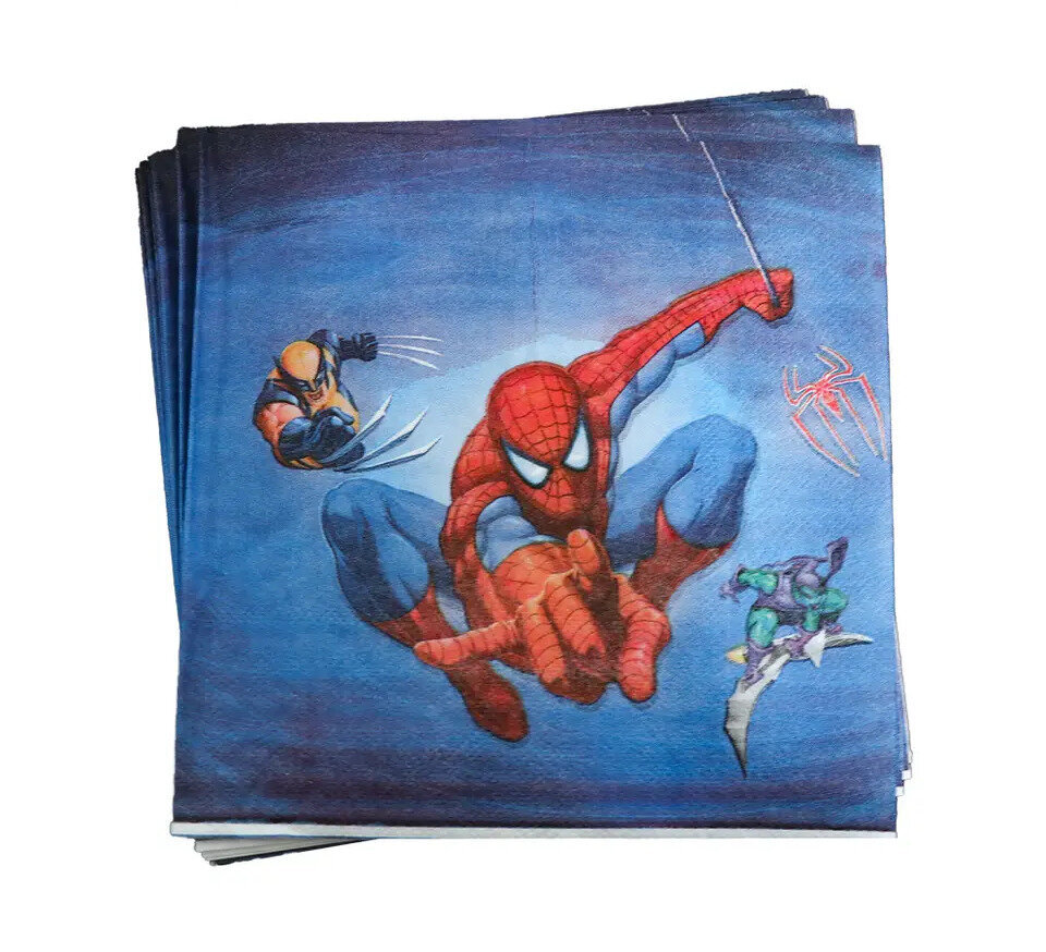 Kertakäyttöiset paperilautasliinat, Spiderman, 20 kpl. hinta ja tiedot | Tarjoiluastiat ja aterimet juhliin | hobbyhall.fi