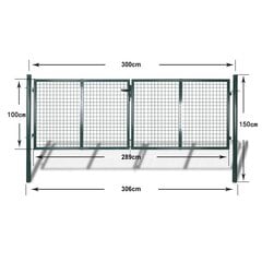 vidaXL Aitaportti teräs 306x150 cm vihreä hinta ja tiedot | Aidat ja tarvikkeet | hobbyhall.fi