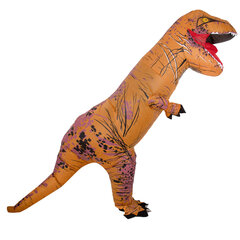 Jättimäinen ruskea puhallettava dinosauruspuku, T-REX, 1,5-1,9 m. hinta ja tiedot | Naamiaisasut | hobbyhall.fi