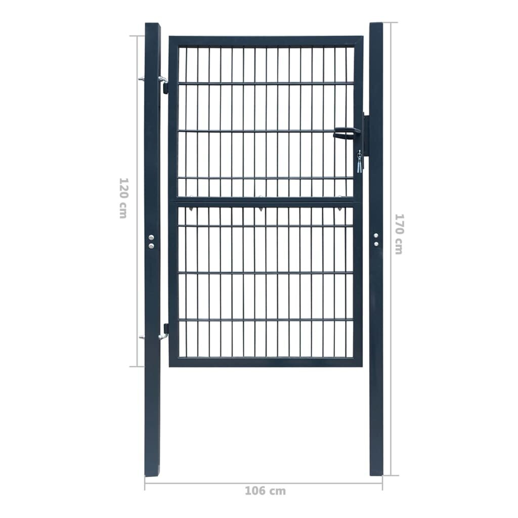 vidaXL 2D Aitaportti (Yksittäinen) antrasiitti 106 x 170 cm hinta ja tiedot | Aidat ja tarvikkeet | hobbyhall.fi