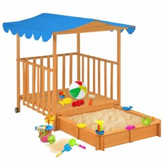 vidaXL Lasten leikkimökki hiekkalaatikolla kuusi sininen UV50 hinta ja tiedot | Lasten leikkimökit ja -teltat | hobbyhall.fi