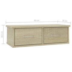 vidaXL Seinälaatikkohylly Sonoma-tammi 60x26x18,5 cm lastulevy hinta ja tiedot | Hyllyt | hobbyhall.fi