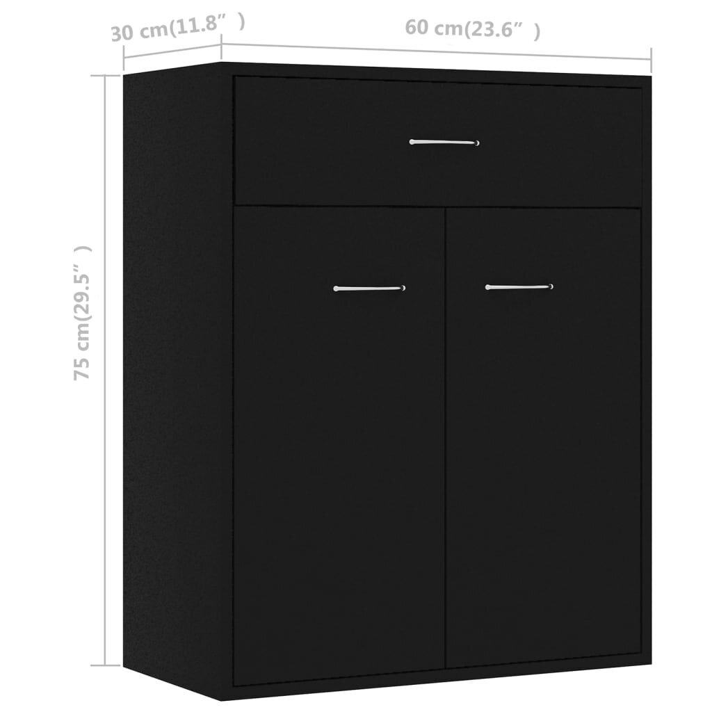 vidaXL Senkki musta 60x30x75 cm lastulevy hinta ja tiedot | Olohuoneen kaapit ja lipastot | hobbyhall.fi