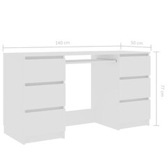 vidaXL Kirjoituspöytä valkoinen 140x50x77 cm lastulevy hinta ja tiedot | Tietokonepöydät ja työpöydät | hobbyhall.fi