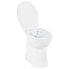 vidaXL Korkea reunaton WC Soft Close 7 cm korkeampi keraaminen valk. hinta ja tiedot | WC-istuimet | hobbyhall.fi