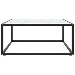 vidaXL Sohvapöytä musta valkoisella marmorilasilla 80x80x35 cm hinta ja tiedot | Sohvapöydät | hobbyhall.fi