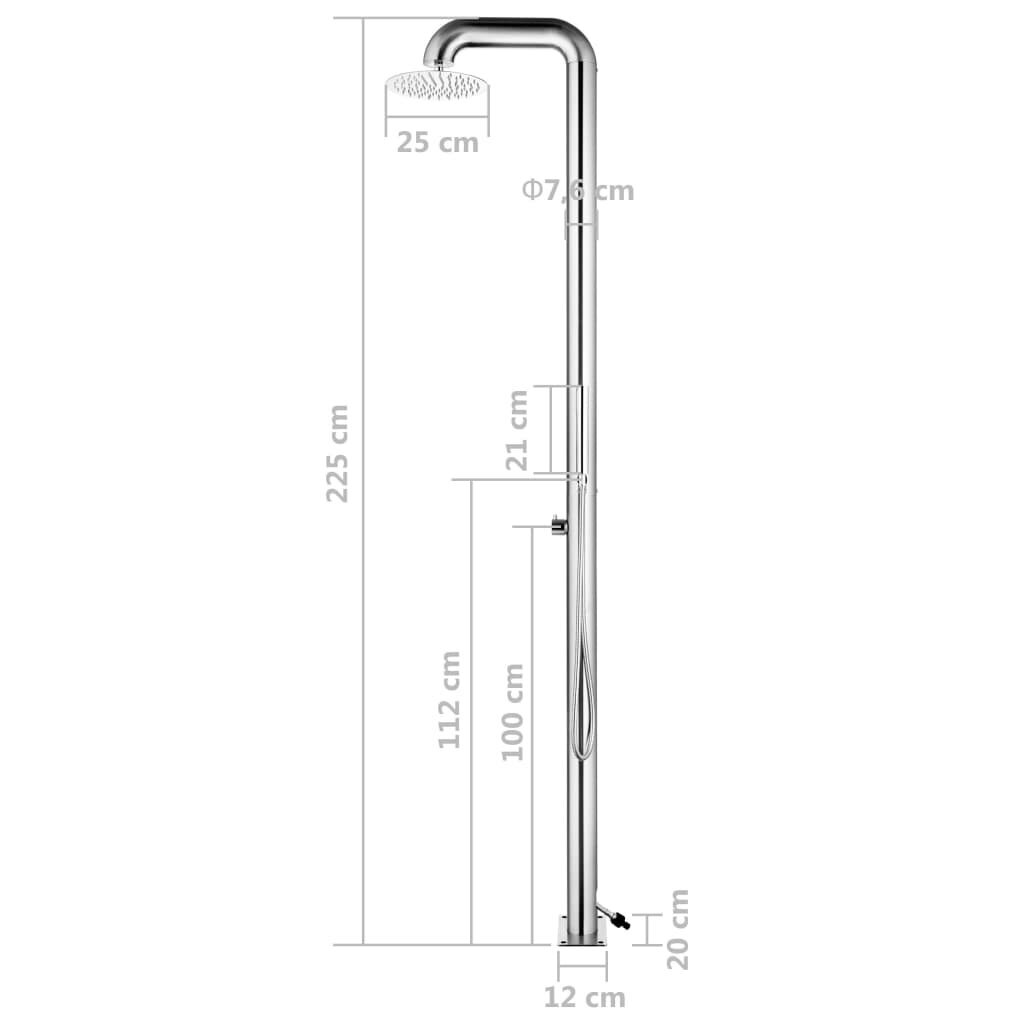 vidaXL Puutarhasuihku 225 cm ruostumaton teräs hinta ja tiedot | Uima-allastarvikkeet | hobbyhall.fi