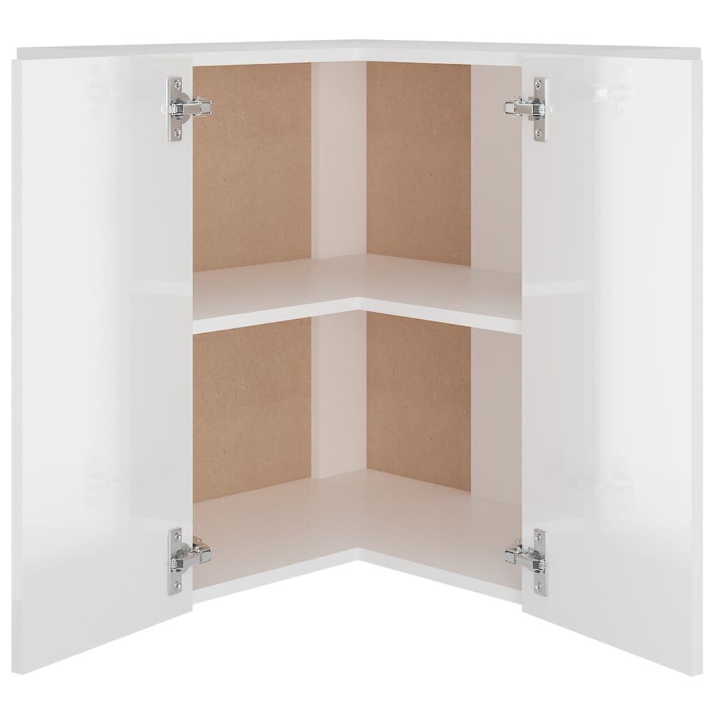 vidaXL Seinäkulmakaappi korkeakiilto valkoinen 57x57x60 cm lastulevy hinta ja tiedot | Keittiön kaapit | hobbyhall.fi