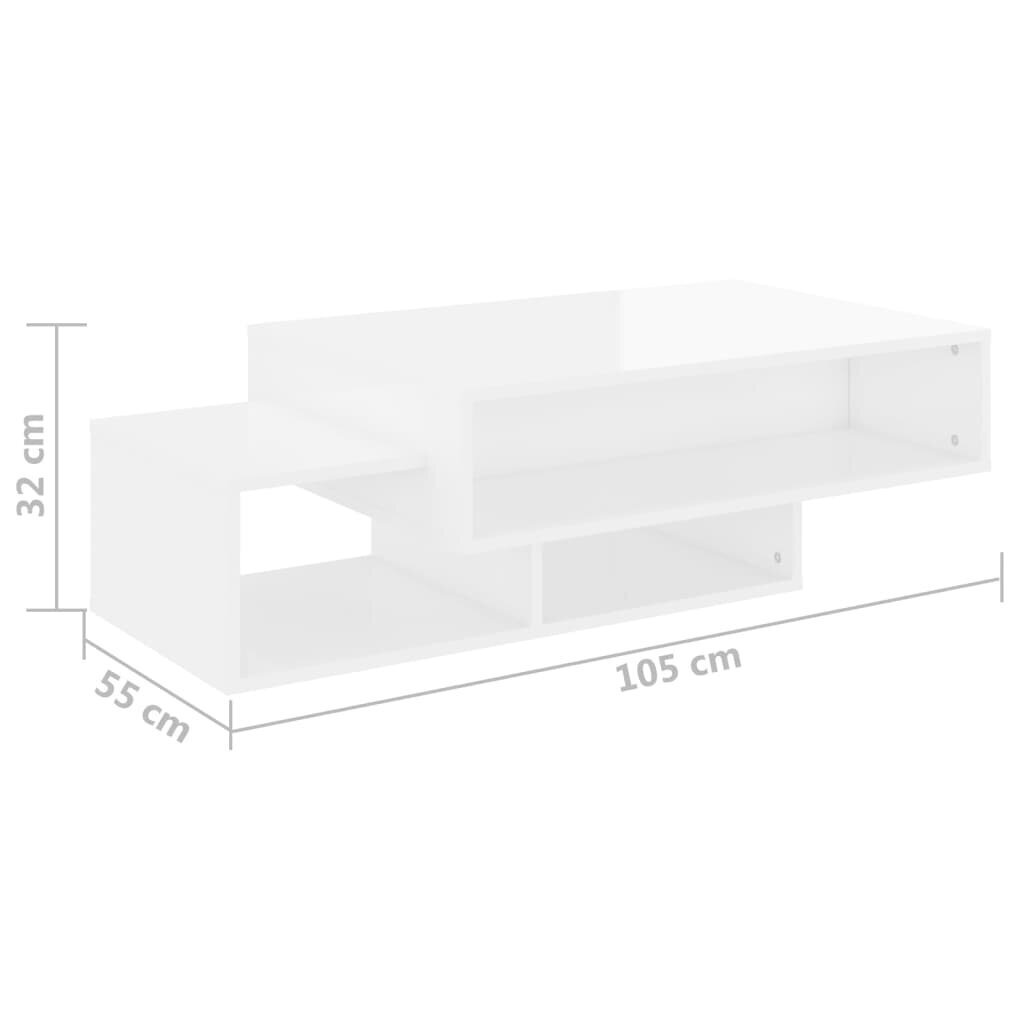 vidaXL Sohvapöytä korkeakiilto valkoinen 105x55x32 cm lastulevy hinta ja tiedot | Sohvapöydät | hobbyhall.fi