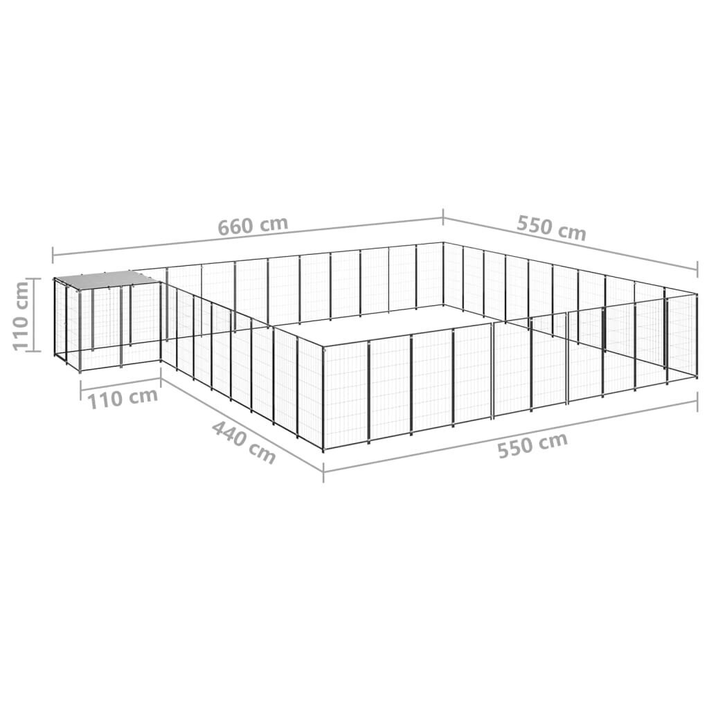 vidaXL Koiranhäkki musta 31,46 m² teräs hinta ja tiedot | Kuljetushäkit ja kuljetuslaatikot | hobbyhall.fi