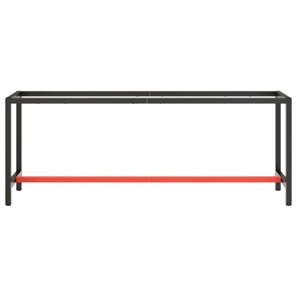 vidaXL Työpenkin runko mattamusta ja -punainen 210x50x79 cm metalli hinta ja tiedot | Jalat huonekaluihin | hobbyhall.fi