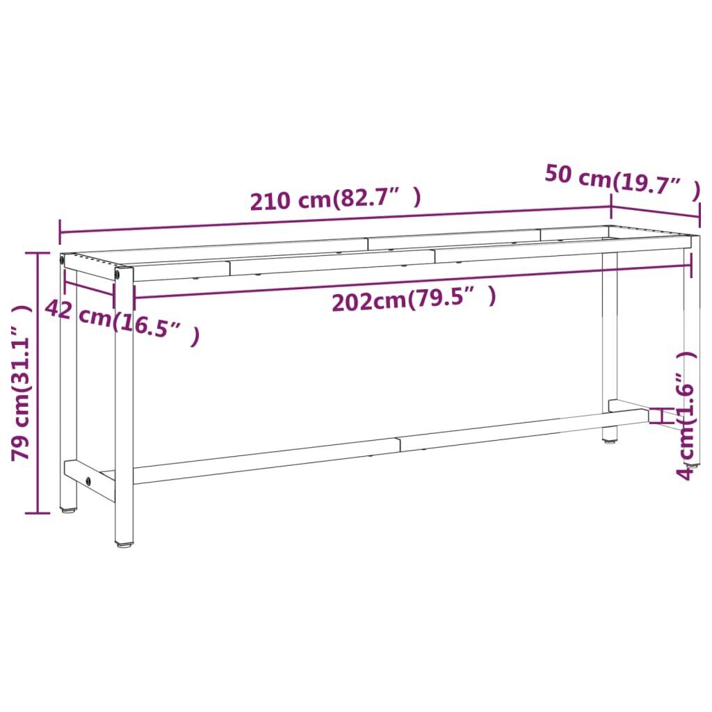 vidaXL Työpenkin runko mattamusta ja -punainen 210x50x79 cm metalli hinta ja tiedot | Jalat huonekaluihin | hobbyhall.fi