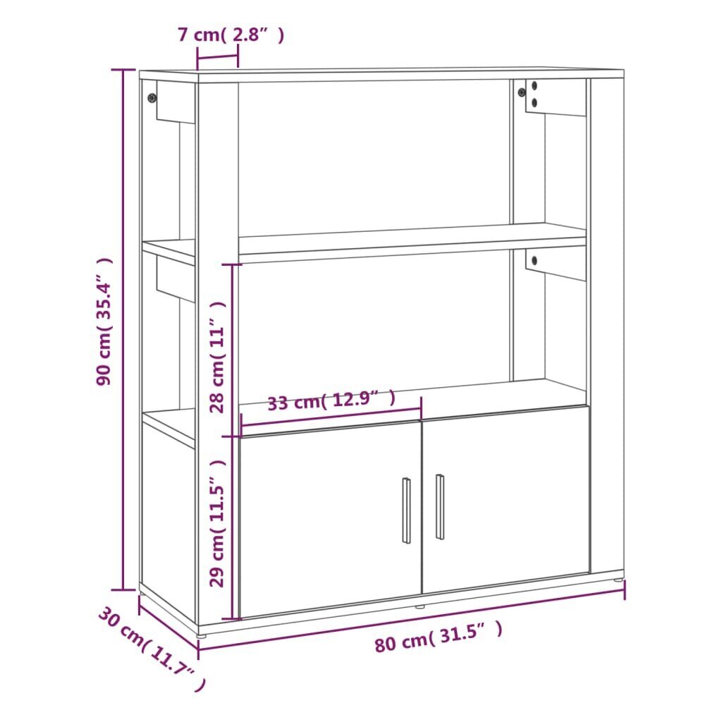 vidaXL Senkki musta 80x30x90 cm tekninen puu hinta ja tiedot | Olohuoneen kaapit ja lipastot | hobbyhall.fi