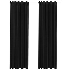 vidaXL Pellavamaiset pimennysverhot koukuilla 2 kpl antras. 140x245 cm hinta ja tiedot | Verhot | hobbyhall.fi
