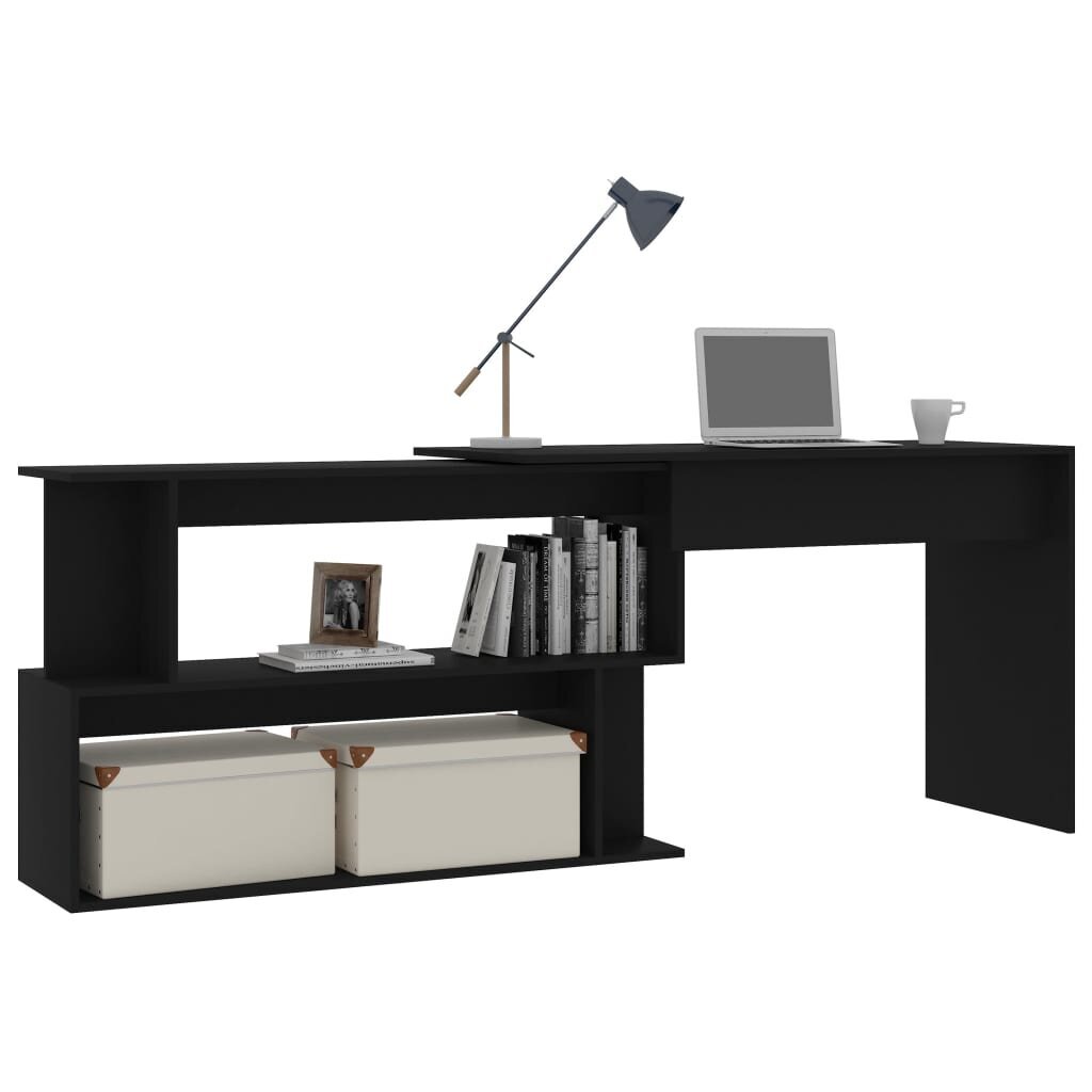 vidaXL Kulmapöytä musta 200x50x76 cm lastulevy hinta ja tiedot | Tietokonepöydät ja työpöydät | hobbyhall.fi