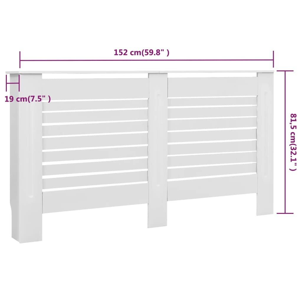 vidaXL Lämpöpatterin suoja MDF 152x19x81,5 cm valkoinen hinta ja tiedot | Takka- ja uunitarvikkeet | hobbyhall.fi