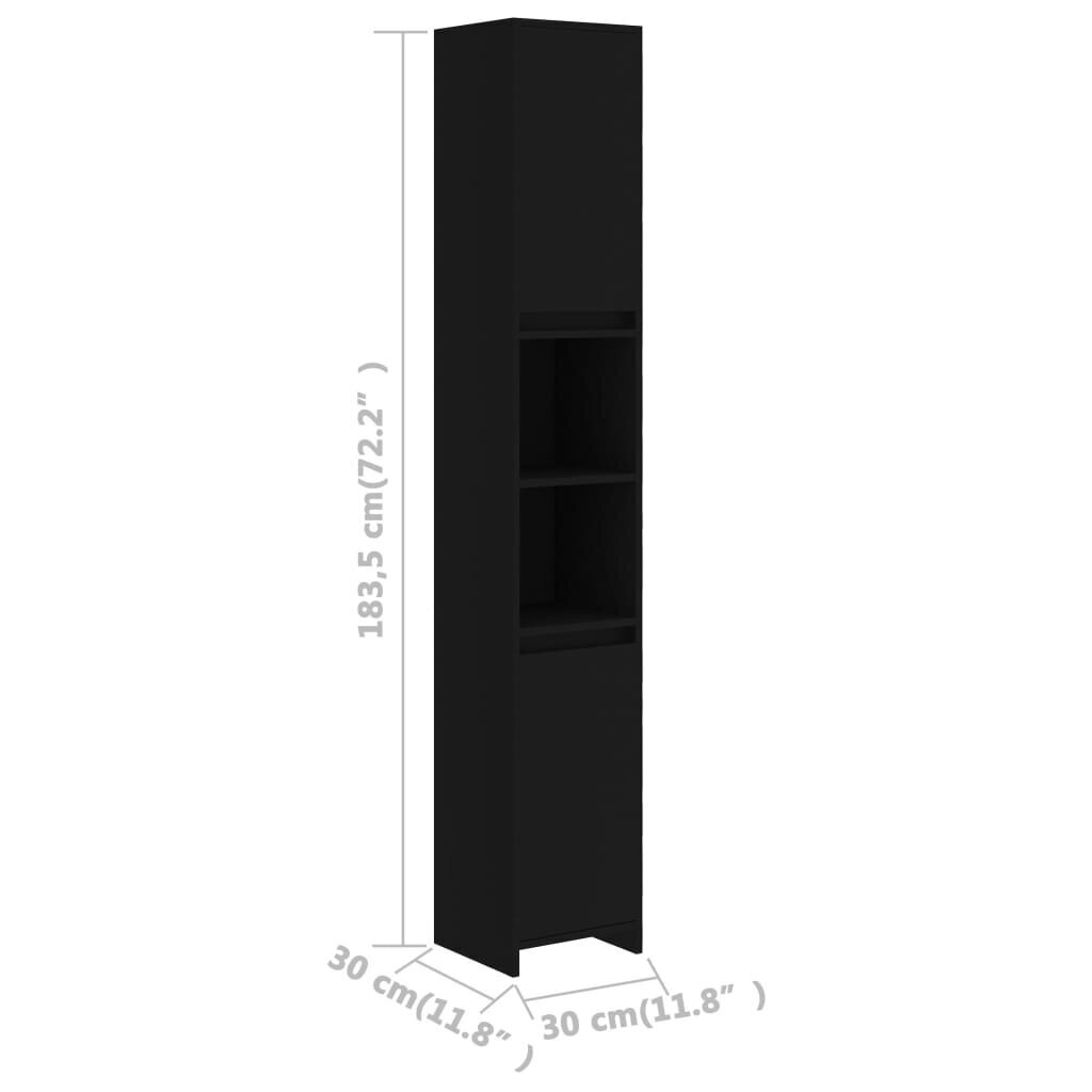 vidaXL Kylpyhuonekaappi musta 30x30x183,5 cm lastulevy hinta ja tiedot | Kylpyhuonekaapit | hobbyhall.fi