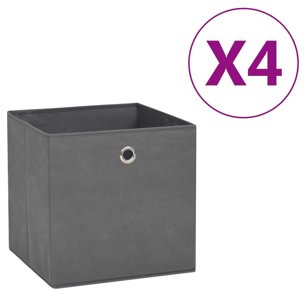 vidaXL Säilytyslaatikot 4 kpl kuitukangas 28x28x28 cm harmaa hinta ja tiedot | Säilytyslaatikot ja -korit | hobbyhall.fi