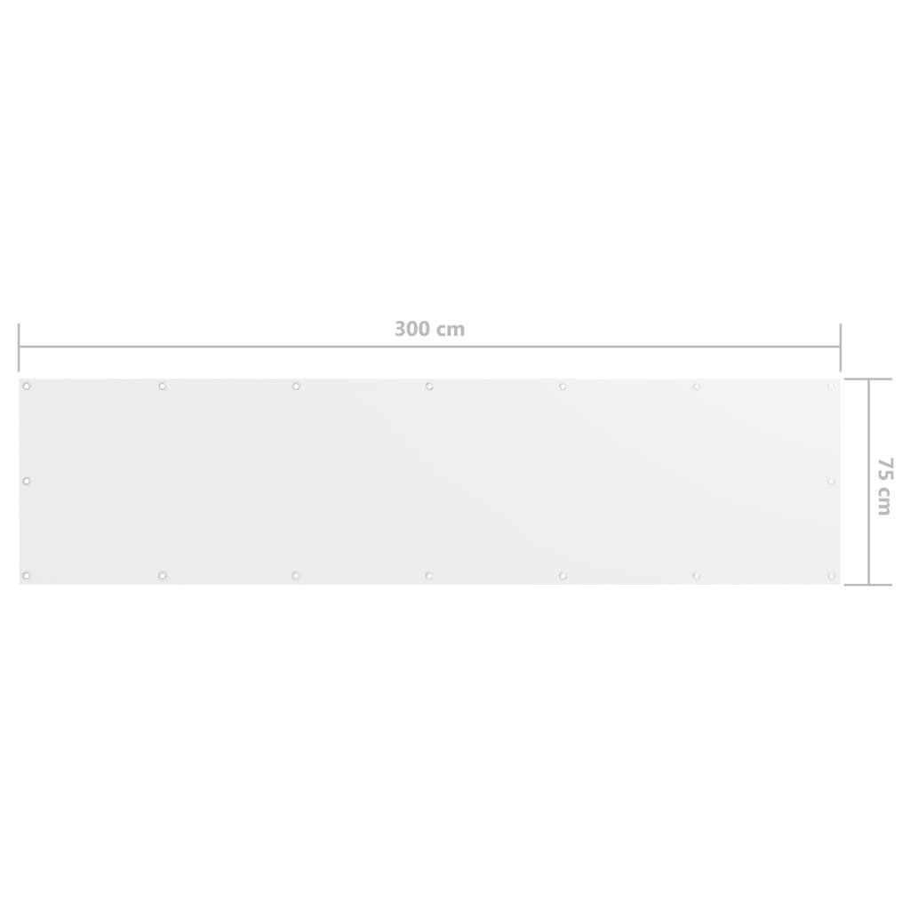 vidaXL Parvekkeen suoja valkoinen 75x300 cm Oxford kangas hinta ja tiedot | Aurinkovarjot ja markiisit | hobbyhall.fi