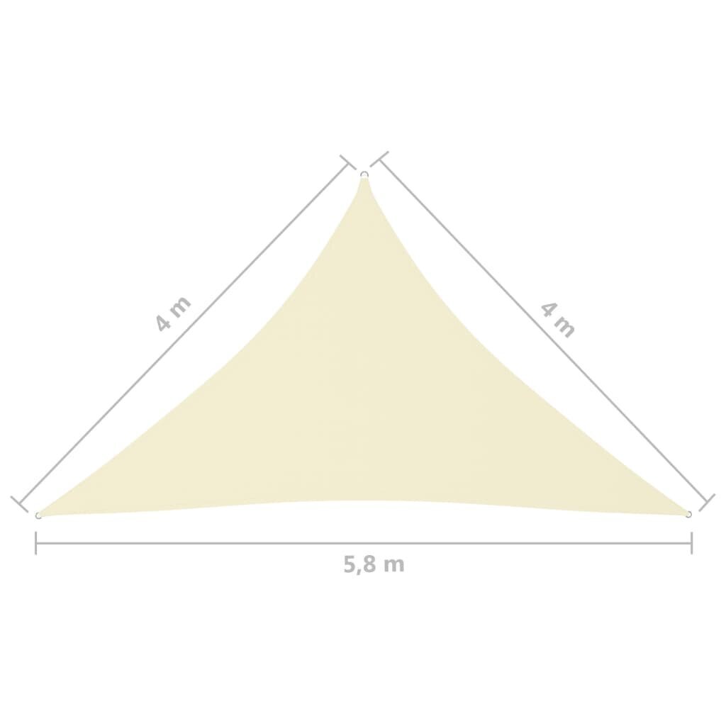 vidaXL Aurinkopurje Oxford-kangas kolmio 4x4x5,8 m kerma hinta ja tiedot | Aurinkovarjot ja markiisit | hobbyhall.fi