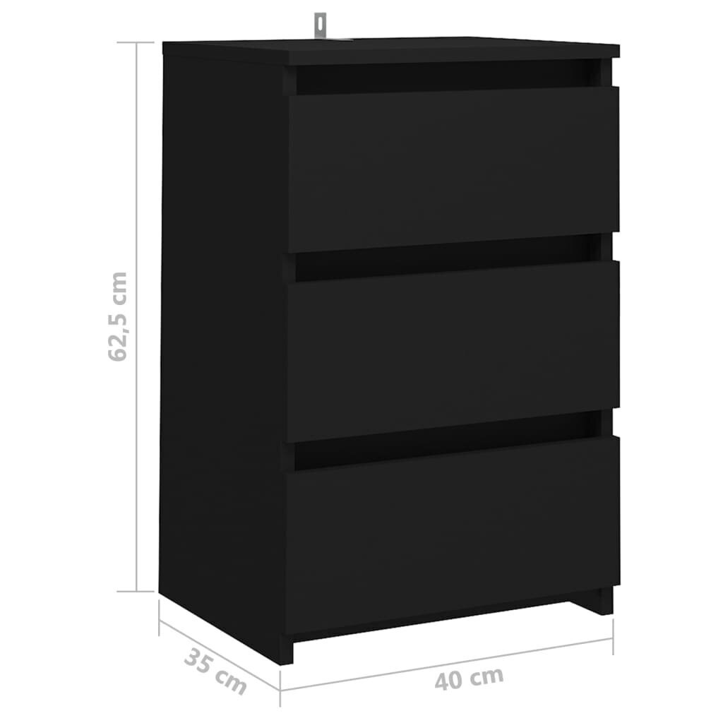 vidaXL Yöpöytä musta 40x35x62,5 cm lastulevy hinta ja tiedot | Yöpöydät | hobbyhall.fi