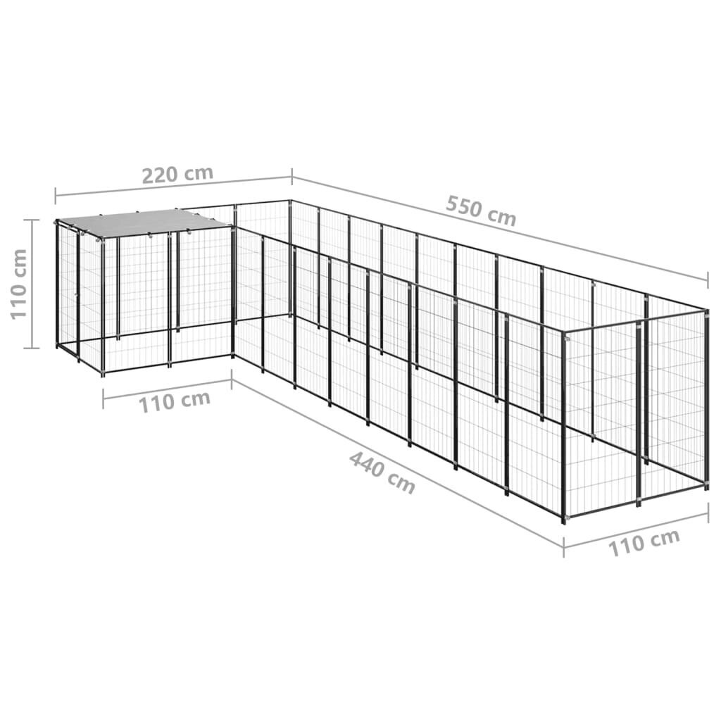 vidaXL Koiranhäkki musta 7,26 m² teräs hinta ja tiedot | Kuljetushäkit ja kuljetuslaatikot | hobbyhall.fi