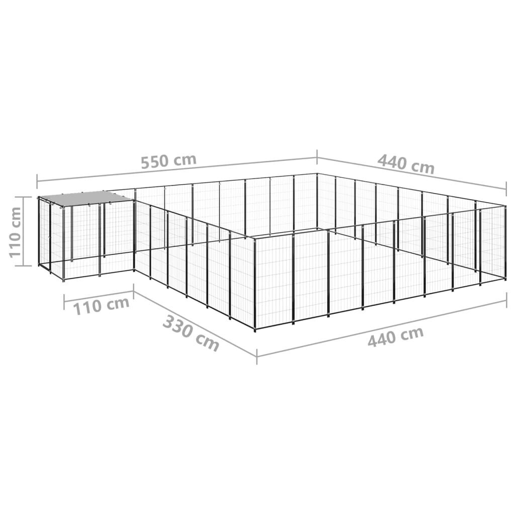 vidaXL Koiranhäkki musta 20,57 m² teräs hinta ja tiedot | Pedit ja pesät | hobbyhall.fi