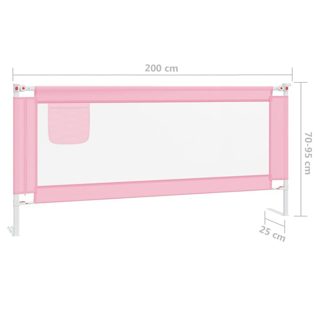 vidaXL Turvalaita sänkyyn pinkki 200x25 cm kangas hinta ja tiedot | Lasten turvallisuus | hobbyhall.fi