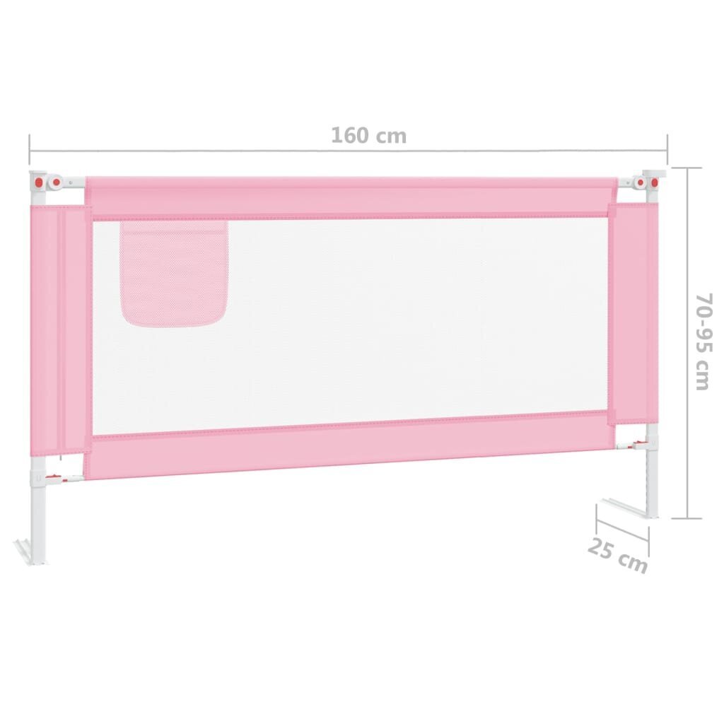 vidaXL Turvalaita sänkyyn pinkki 160x25 cm kangas hinta ja tiedot | Lasten turvallisuus | hobbyhall.fi