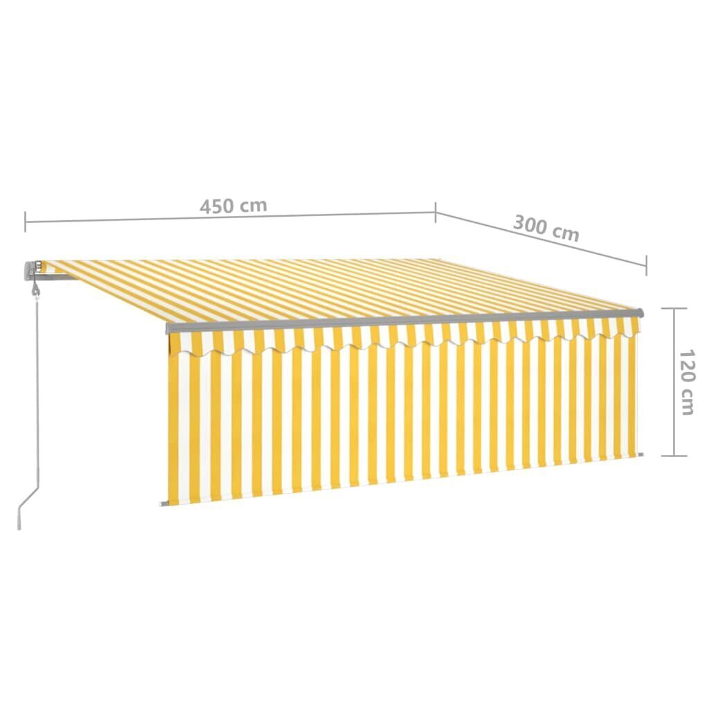 vidaXL Automaattisesti kelattava markiisi verhoilla 4,5x3 m keltavalk. hinta ja tiedot | Aurinkovarjot ja markiisit | hobbyhall.fi