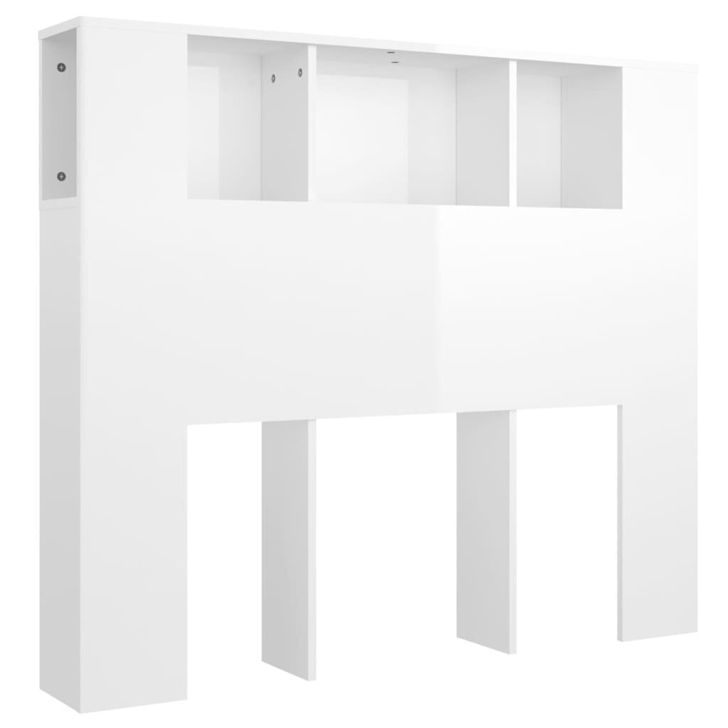 vidaXL Sängynpääty säilytystilalla korkeakiilto valk 120x18,5x102,5 cm hinta ja tiedot | Sängyt | hobbyhall.fi