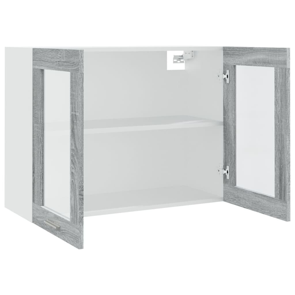 vidaXL Riippuva lasikaappi harmaa Sonoma 80x31x60 cm tekninen puu hinta ja tiedot | Keittiön kaapit | hobbyhall.fi